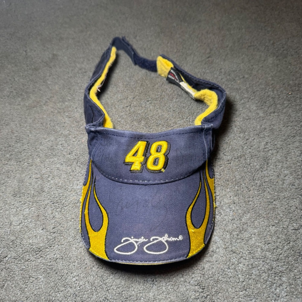 Chase Authentics Jimmie Johnson 48 NASCAR‎ Visor Navy Yellow Flame Racing Hat